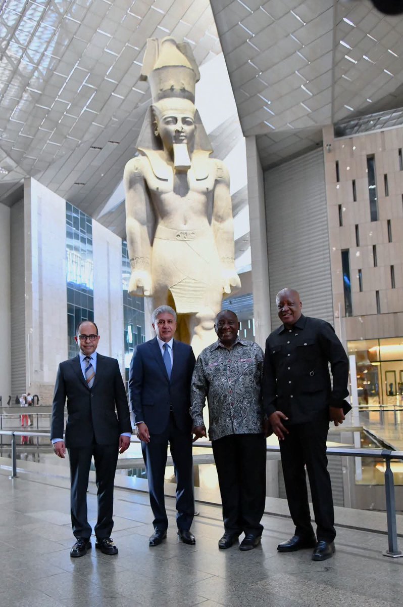 SISEGY's tweet photo. South African President Cyril Ramaphosa visited the Grand Egyptian Museum (GEM) on Monday, where he was received by Minister of Tourism and Antiquities Sherif Fathy. https://t.co/Px9AV4jQ2K