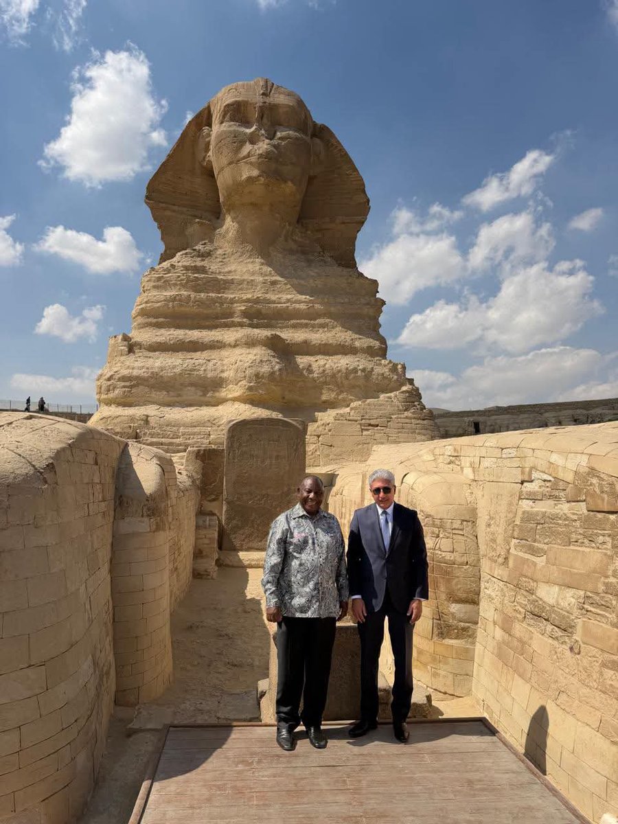 SISEGY's tweet photo. South African President Cyril Ramaphosa visited the Grand Egyptian Museum (GEM) on Monday, where he was received by Minister of Tourism and Antiquities Sherif Fathy. https://t.co/Px9AV4jQ2K