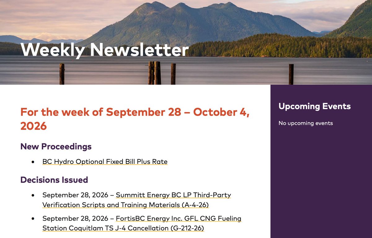 BCUtilitiesCom's tweet photo. This week’s newsletter is out! Visit https://t.co/AbAPYbbJbA to learn more about what’s happening at the BCUC. https://t.co/gLHnTgfJqN