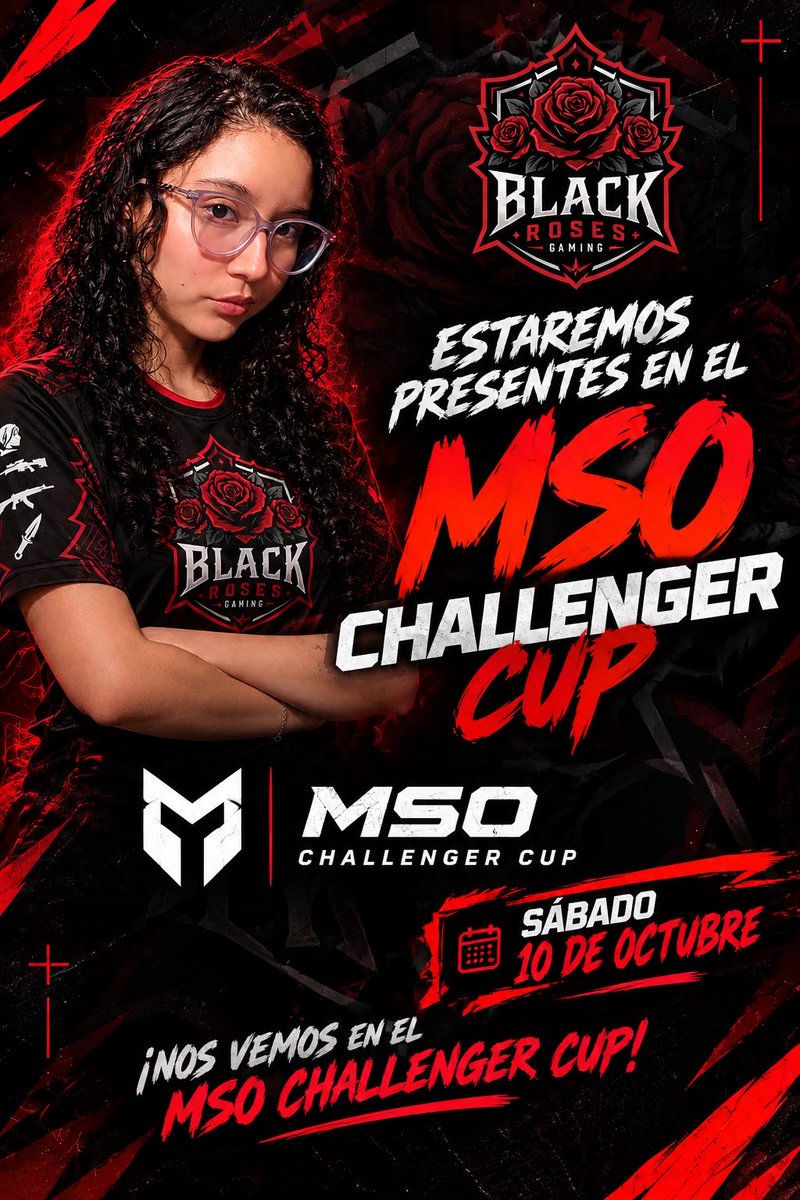 Blackrosesespor's tweet photo. 🌹🖤 ¡BLACK ROSES GAMING ESTARÁ PRESENTE! 🖤🌹

Este sábado 10 de octubre nos vemos en el MSO Challenger Cup 🏆🔥

Estamos listos para representar a Black Roses Gaming y dejarlo todo en la competencia. 🎮🌹

🔥 ¡Mucho éxito a nuestro equipo!
🖤 Una rosa, un equipo, una sola meta.
🏆 ¡Nos vemos en el MSO Challenger Cup, Gracias por la invitacion !