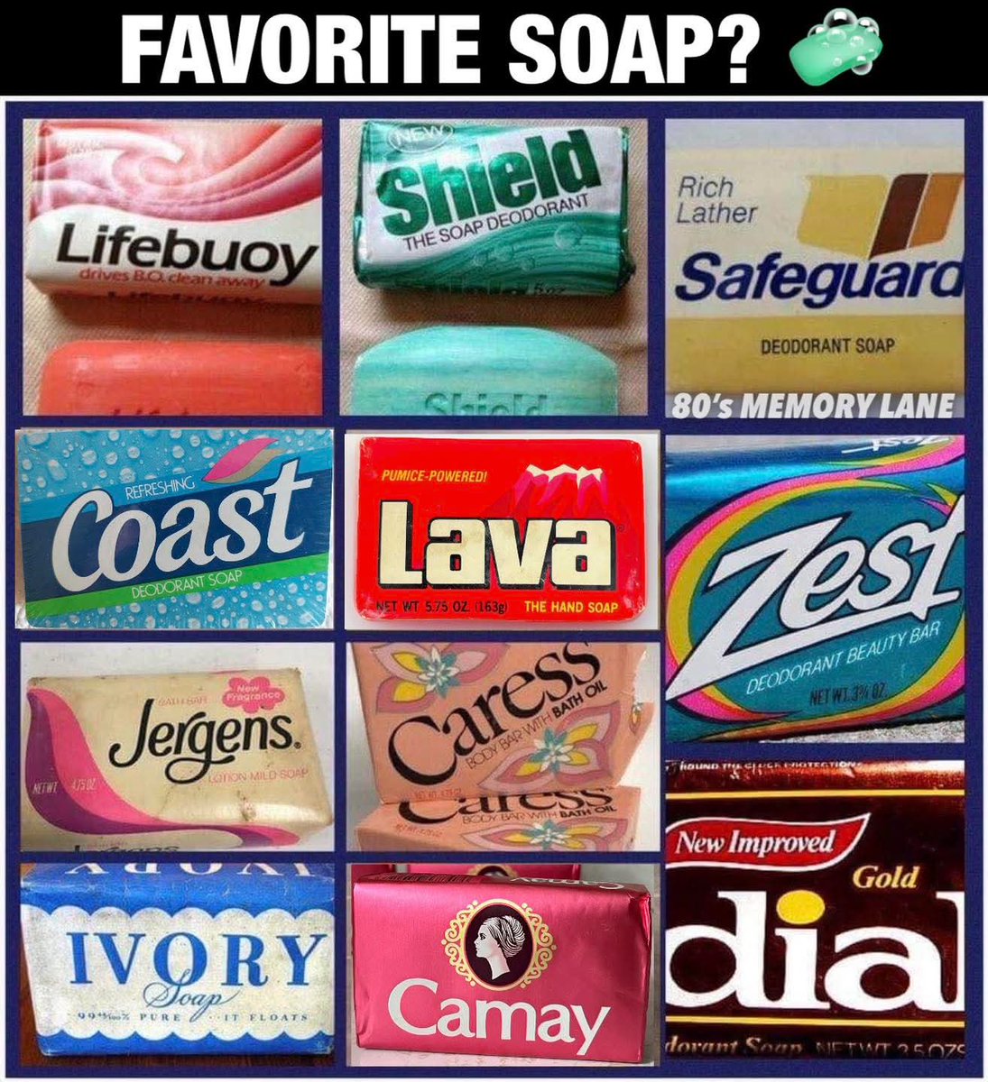 landofthe80s's tweet photo. What was your go to soap growing up? 🧼🫧 https://t.co/kQsfiV73b9