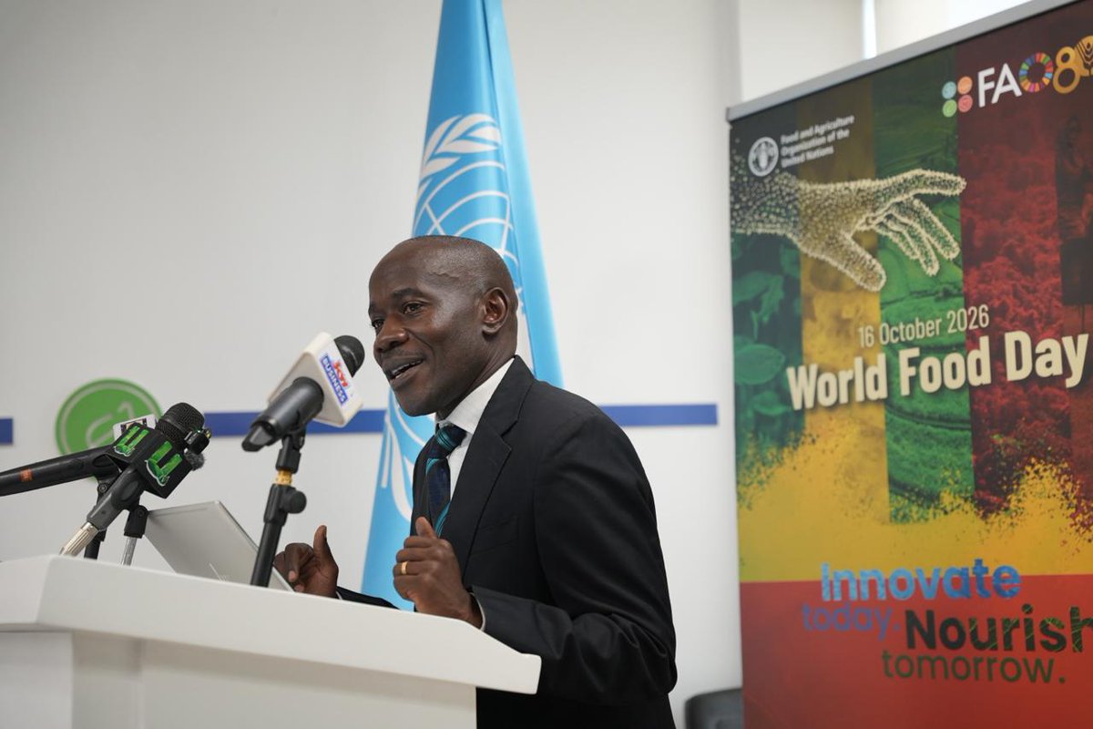 FAOGhana's tweet photo. 🌍 Today in Accra, FAO Ghana launched the countdown to #WorldFoodDay2026 under the theme “Innovate today. Nourish tomorrow.” Partners &amp; media explored how innovation, partnerships &amp; responsible choices can build a more resilient food future for #Ghana.

#WorldFoodDay https://t.co/cpmkxeftRt