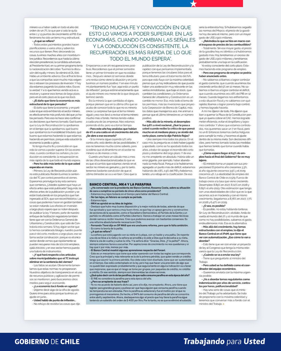 Min_Hacienda's tweet photo. 📰 El ministro de Hacienda, Jorge Quiroz, en DF MAS: un Presupuesto 2027 responsable, con énfasis en crecimiento, empleo y reactivación, y la construcción como sector capaz de crear miles empleos. 🇨🇱 https://t.co/K050ks5Cwn