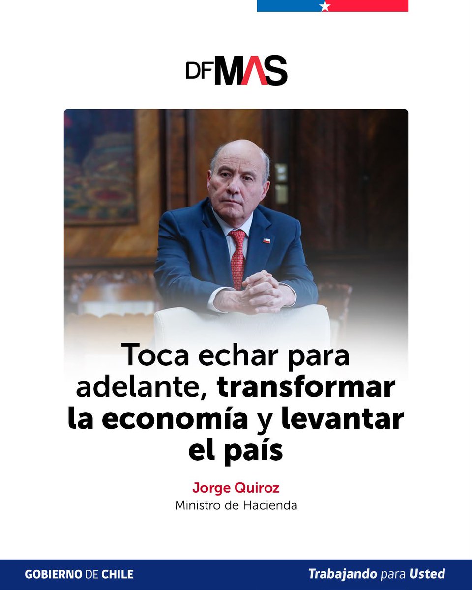 Min_Hacienda's tweet photo. 📰 El ministro de Hacienda, Jorge Quiroz, en DF MAS: un Presupuesto 2027 responsable, con énfasis en crecimiento, empleo y reactivación, y la construcción como sector capaz de crear miles empleos. 🇨🇱 https://t.co/K050ks5Cwn