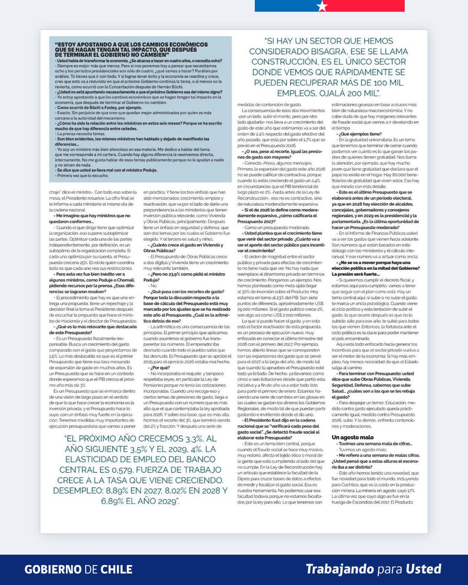 Min_Hacienda's tweet photo. 📰 El ministro de Hacienda, Jorge Quiroz, en DF MAS: un Presupuesto 2027 responsable, con énfasis en crecimiento, empleo y reactivación, y la construcción como sector capaz de crear miles empleos. 🇨🇱 https://t.co/K050ks5Cwn