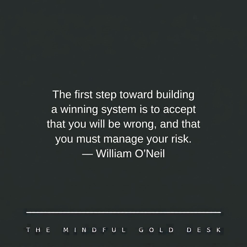 rolandgloor's tweet photo. As the Wednesday market approaches, let's look at the foundational mindset of a legendary trader. William O'Neil reminds us that winning isn't about being perfectly right, but about having a process to manage when we aren't. Embrace your process, find your clarity, and respect your risk. 

What is your risk management priority this week?

#TradingPsychology #PreMarketMindset #RiskManagement #WilliamONeil #MindfulGoldDesk #Focus