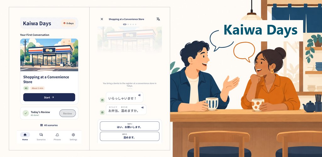 chopplicom's tweet photo. Want to actually speak Japanese? 🇯🇵

The Kaiwa Days app is packed with real-life conversation scenarios — ordering food, shopping, asking directions &amp; more.

🗣️ Practice speaking out loud
🔁 Review key phrases

🔽Free on Android
https://t.co/5t8PHkmv1a

#LearnJapanese #日本語学習 https://t.co/fx8Vx5GvDh