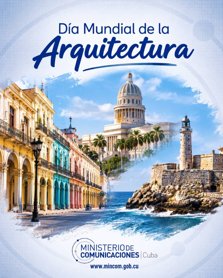 MayraArevich's tweet photo. En el Día Mundial de la Arquitectura, las comunicaciones también visibilizan el patrimonio, conectan a las personas con su ciudad y preservan la memoria. Felicidades a arquitectos y constructores cubanos. 📡🏛️🇨🇺 #ComunicarEsConstruir
#ConectadosALoNuestro https://t.co/KmAbuqKjf0