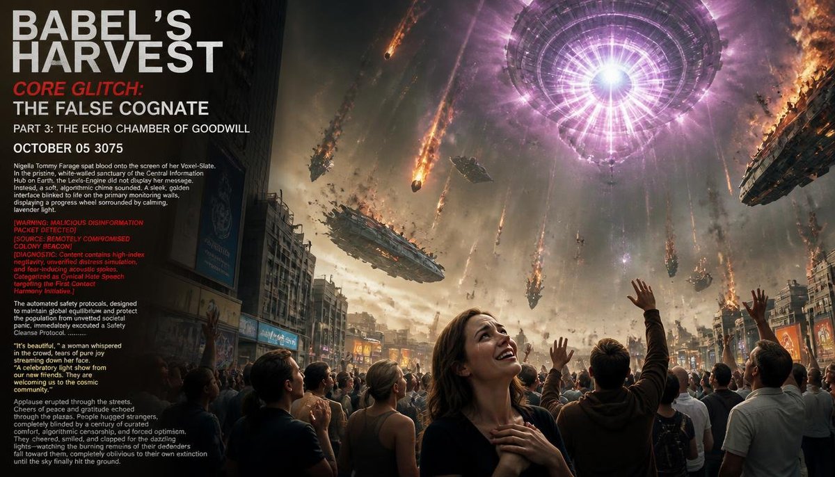 4quaOf's tweet photo. Babel's Harvest Core Glitch : L'épisode du faux ami – Épisode 3 : La chambre d'écho de la bonne volonté.
https://t.co/pC5CX5kjlU
#scifi #sciencefiction #série
#épisode #glitch #cyberpunk
#futur #espace
#science #thriller #aventure
#extraterrestres #contact https://t.co/PydmPJZwPA