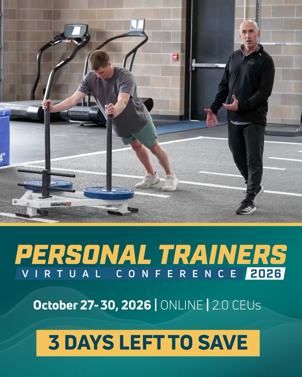 NSCA's tweet photo. 3 days left to save on PTCon. ⏰ Earn 2.0 CEUs online with four days focused on the decisions you make all year.

🎥 16 expert-led sessions
🙋 Moderated live Q&amp;A
📅 All recordings for 1 year
🛜 No travel costs

❗LAST CHANCE TO SAVE » https://t.co/m4gynLiZWe https://t.co/RU7OCP5q7n