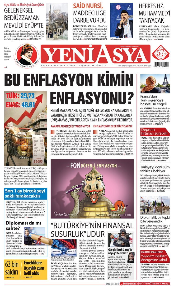 yeniasya's tweet photo. 6 Ekim 2026 Yeni Asya 1. Sayfa https://t.co/m5MuGOog0n
https://t.co/tqk300U9Hl https://t.co/SBkSiFT3F3