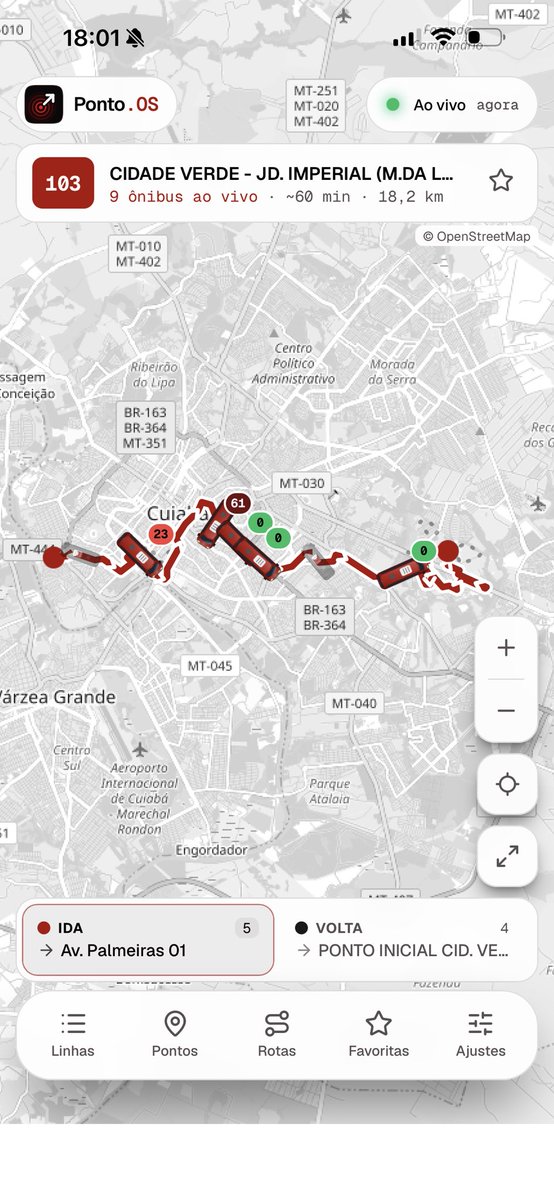 erickznkk's tweet photo. Pessoal de Cuiabá e VG, eu desenvolvi um web app para consultar os ônibus em tempo real já que os que temos disponíveis ou são pagos ou são muito defasados, quem puder dar uma olhada e mandar um feedback eu agradeceria muito!

https://t.co/p3wogk864p https://t.co/LaIpoaqAws