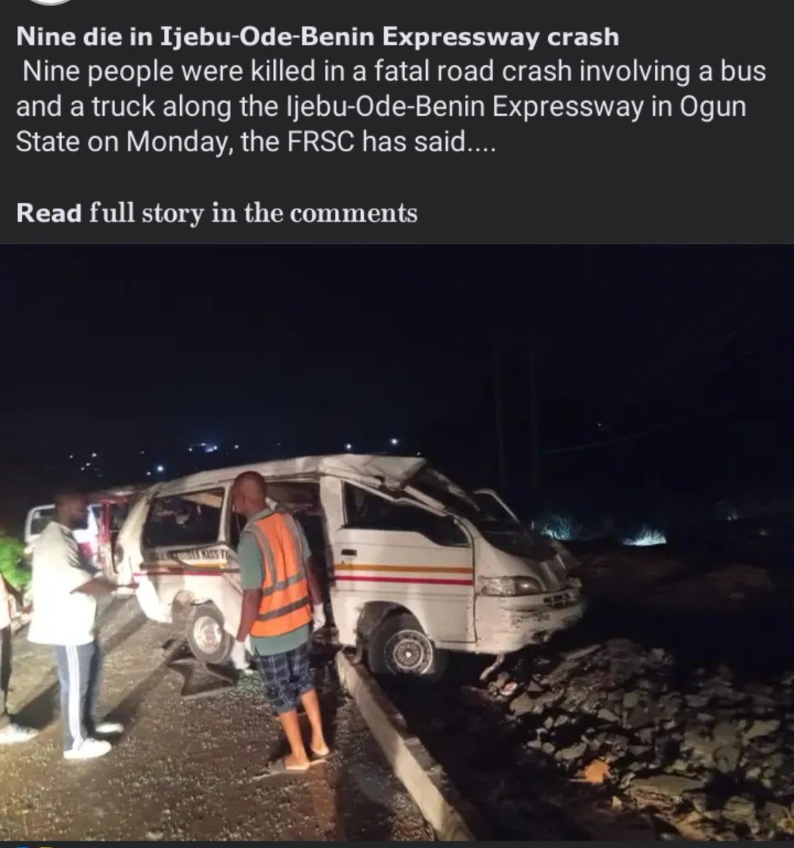 TiimMou37685's tweet photo. Plane crash incidence never clear commot another motor accident don dey happen again 
 they use bad news swear for nigeria? https://t.co/UhtZeq00dv
