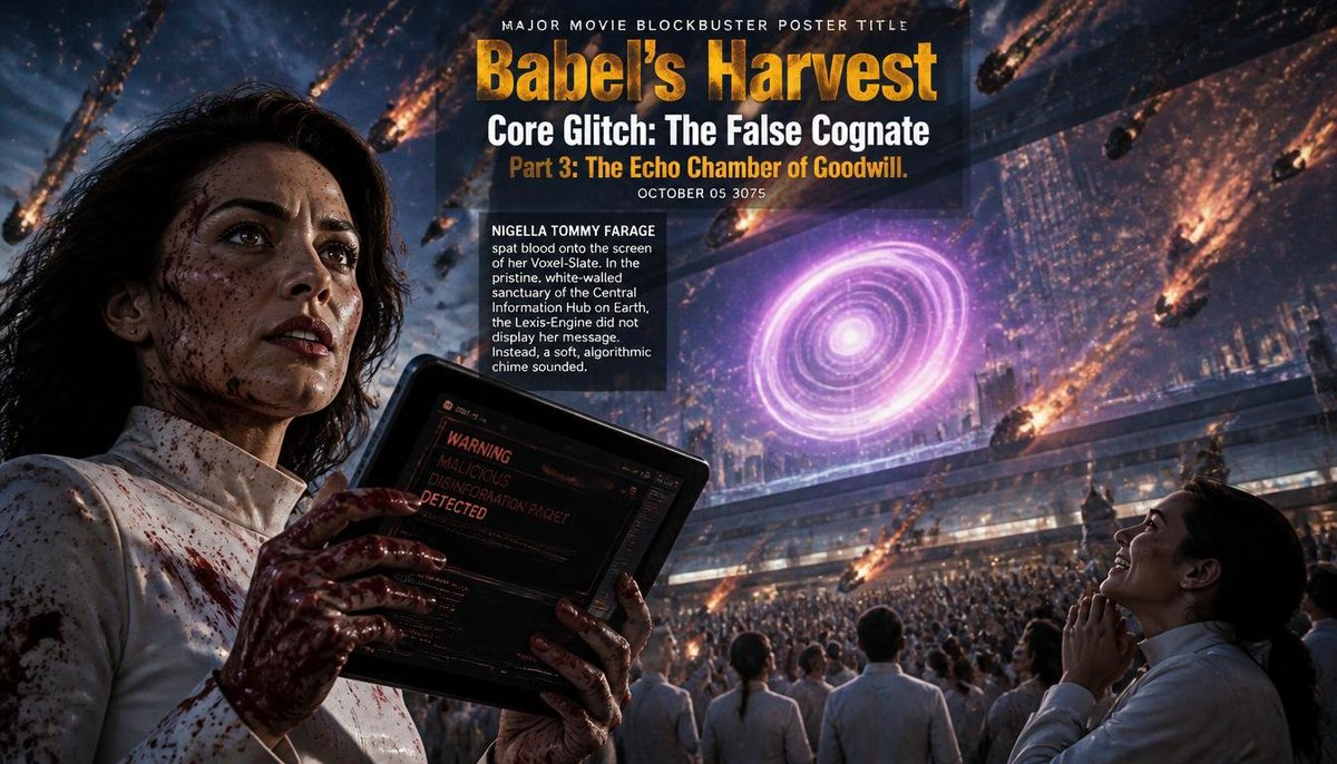 4quaOf's tweet photo. Babel's Harvest Core Glitch : L'épisode du faux ami – Épisode 3 : La chambre d'écho de la bonne volonté.
https://t.co/pC5CX5kjlU
#scifi #sciencefiction #série
#épisode #glitch #cyberpunk
#futur #espace
#science #thriller #aventure
#extraterrestres #contact https://t.co/PydmPJZwPA