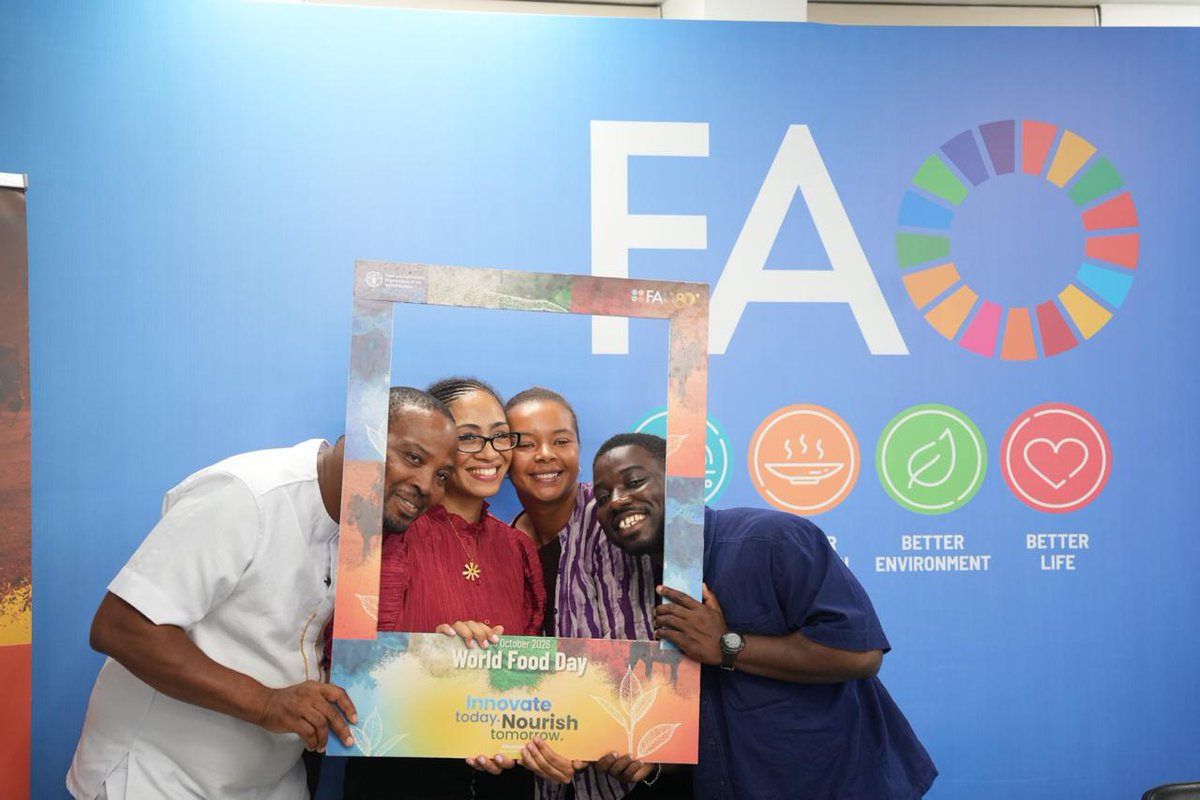 FAOGhana's tweet photo. 🌍 Today in Accra, FAO Ghana launched the countdown to #WorldFoodDay2026 under the theme “Innovate today. Nourish tomorrow.” Partners &amp; media explored how innovation, partnerships &amp; responsible choices can build a more resilient food future for #Ghana.

#WorldFoodDay https://t.co/cpmkxeftRt