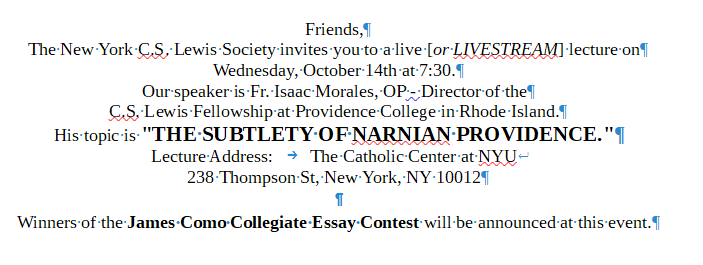 NYCSLewis's tweet photo. More details for our live event next Wednesday at 7:30PM, on "The Subtlety of Narnian Providence" with NYU's Catholic Center.   The event will be live streamed as well at: https://t.co/mqVJdN77db 
#cslewis #nycslewis  Delectable treats to follow, but beware the Turkish Delight. https://t.co/aukh1OONKZ