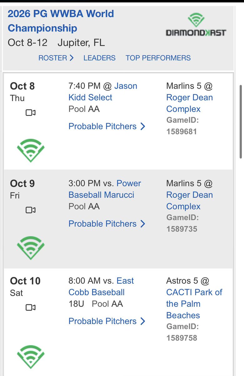 JakGale__'s tweet photo. Got back home today from underclass WWBA, back at it Wednesday in Jupiter! Playing with a loaded Showtime National 18U team at the PG WWBA World Championship.

2028 | OF/MIF | St. Mary HS (NJ)

Coaches, my schedule is below. Looking forward to competing in front of you this week!

#WWBA #ClassOf2028 #jupiter