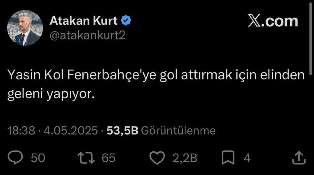 4kosefutbol's tweet photo. Sık sık Yasin Kol 'un Galatasaray 'ı doğrayıp, Fenerbahçe 'yi kolladığına dair tweetler atan Atakan Kurt, Yasin Kol tutuklanınca Galatasaray 'a değil; Ali Koç, Acun Ilıcalı, Jesus ve Mourinho 'ya hak veriyor!

Seni gidi dansöz Atakan seniii😏 https://t.co/7nnYfNQ0DI