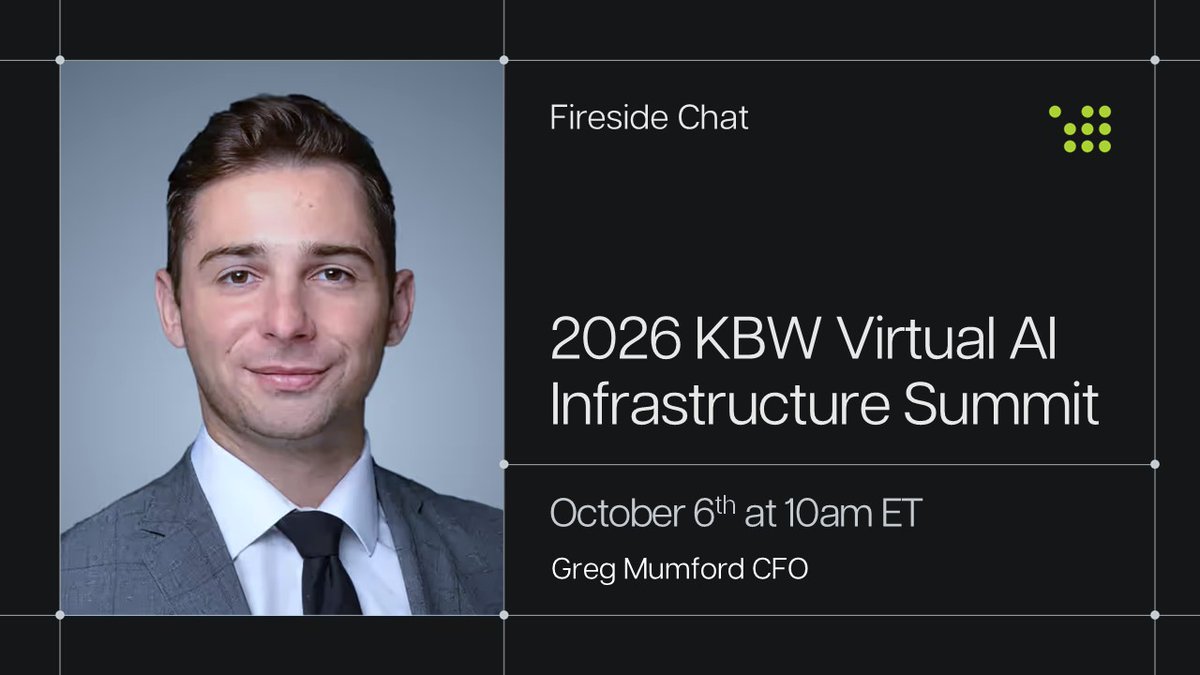 CipherInc's tweet photo. @CipherInc is thrilled to be attending the 2026 KBW Virtual AI Infrastructure Summit tomorrow, October 6th.

Cipher Digital’s CFO, @GregJMumford, will be hosting a Fireside Chat at 10am ET. The live webcast can be found here: https://t.co/GYPz9WgcLs

The replay will also be available in the Events section of Cipher’s website.