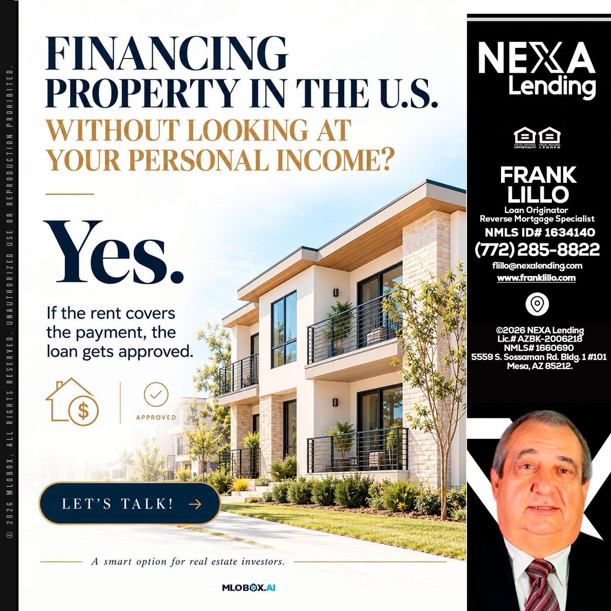 FrankLilloMTG's tweet photo. Financing your dream property in the U.S. is easier than you think! 🌟 If the rent covers it, you're approved! Ready to take the next step? Let's talk! 🏡 #RealEstate #Finance #Investment

 📧 flillo@nexalending.com

 📞 (772) 285-8822 https://t.co/Bm7sHO9oAE