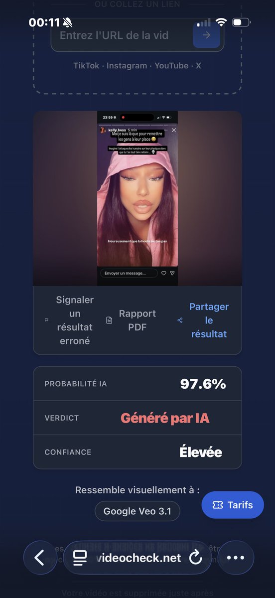 7sbzz's tweet photo. Mais WSHHH même la vidéo communiqué de presse c’est de l’ia ??? Regardez les yeux tout au long de la vidéo c grv chelou  et t’as dis « vidéo sans filtre ni rien »  😂😂😂😂 https://t.co/bYw7i6Akex