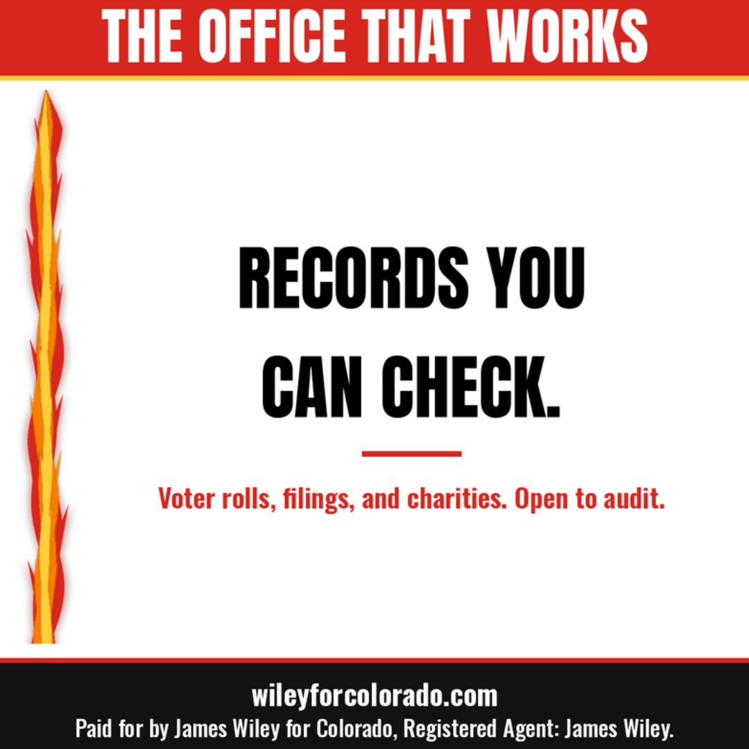 redflameliberty's tweet photo. Records you can check. Voter rolls, business filings, and charity records on a public ledger anyone can audit. #BoringOffice
https://t.co/oXvL4EvqOr
Paid for by James Wiley for Colorado, Registered Agent: James Wiley. https://t.co/AQFvQ0Wmwf