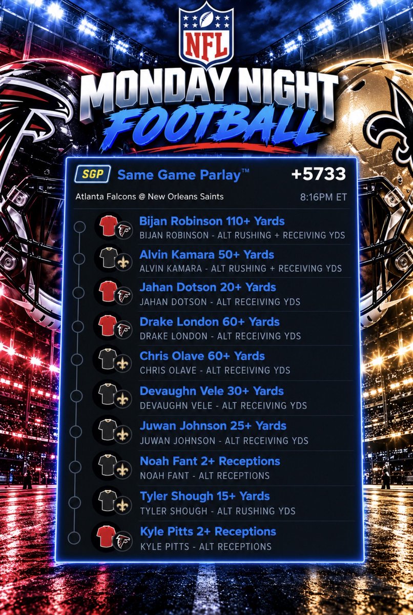 ParlaidPrincess's tweet photo. tailed but switched out Hooper with Pitts because im crazy. lol

+5733 Odds 👀🏈💰
@Playbook 👇🧾 https://t.co/1M1LcAU3Wd