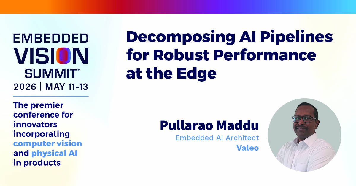 edgeaivision's tweet photo. Edge AI performance depends on more than peak throughput. @Valeo’s Pullarao Maddu compares monolithic vs. decomposed AI pipelines and shows how CPUs, GPUs, NPUs, DSPs, memory traffic and scheduling shape deterministic real-time behavior. #EmbeddedAI

https://t.co/AjmP8A683p https://t.co/9QUGY1eJIr
