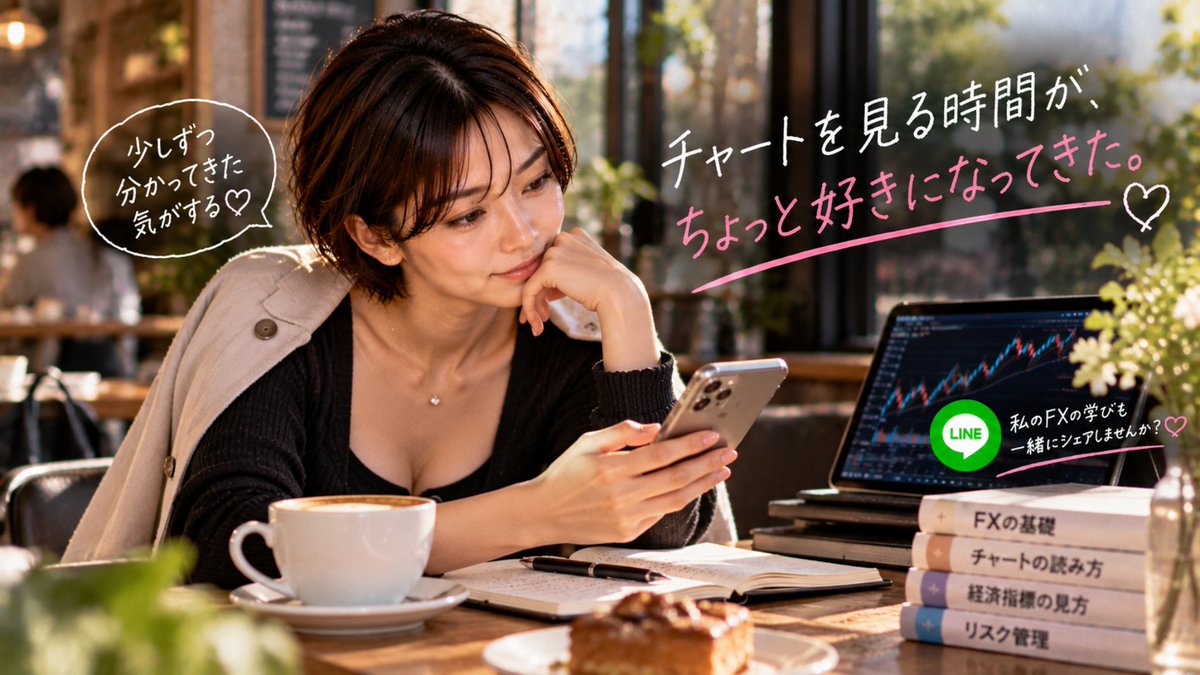 AN_jyu0502's tweet photo. FX｜チャートを見る時間
最近は、仕事から帰って
少しだけチャートを見る時間が好き。
「今日はどう動いたんだろう？」
そう考えながら、
分からないところを調べる。
すぐ答えが出なくても、
昨日より一つ知れたら十分😊
私のFXの学びはプロフィールから📖 https://t.co/ef3kPgknuc