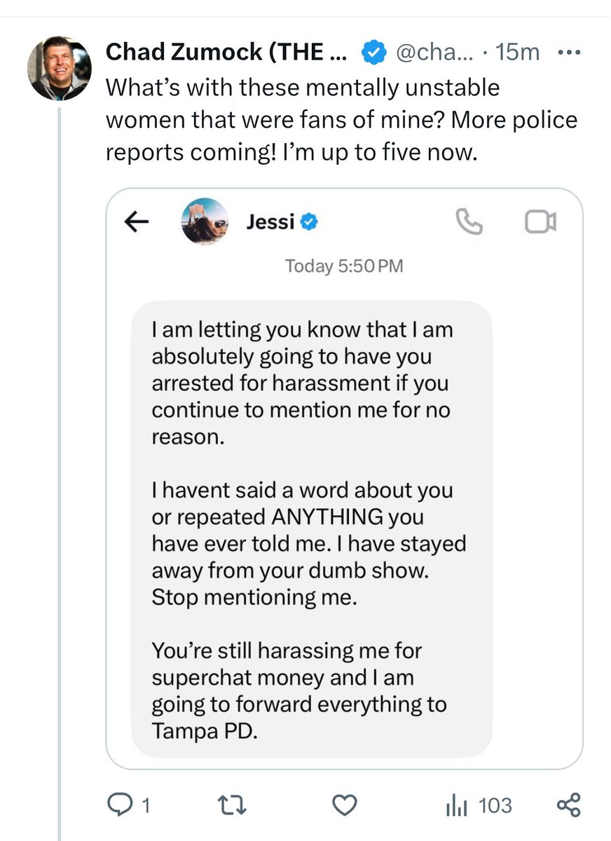 MiseryClips's tweet photo. 🚨BREAKING!!!: Chad Zumock THR€AT€NED With HRO From Former "Fan" &amp; Mod Jessi Angel.
Who now claims Chad is shaking her down for "superchat" money 😲 

Post now DELETED! https://t.co/vmC5mTqOFs