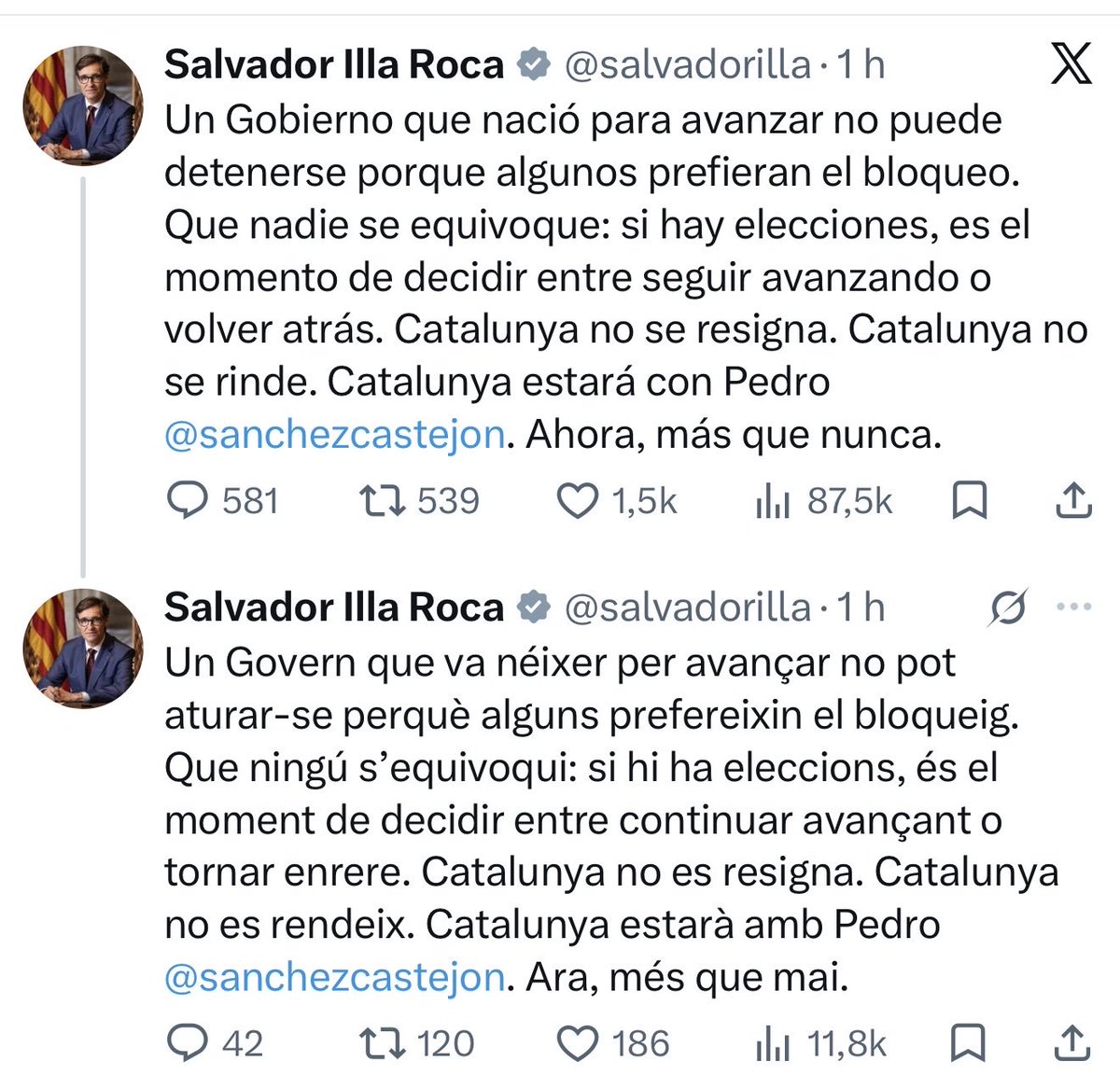 SergiMaranya's tweet photo. 🤔 Aquest és el menypreu d’un president de la Generalitat a la llengua pròpia del país. https://t.co/BsQMbK1Joo