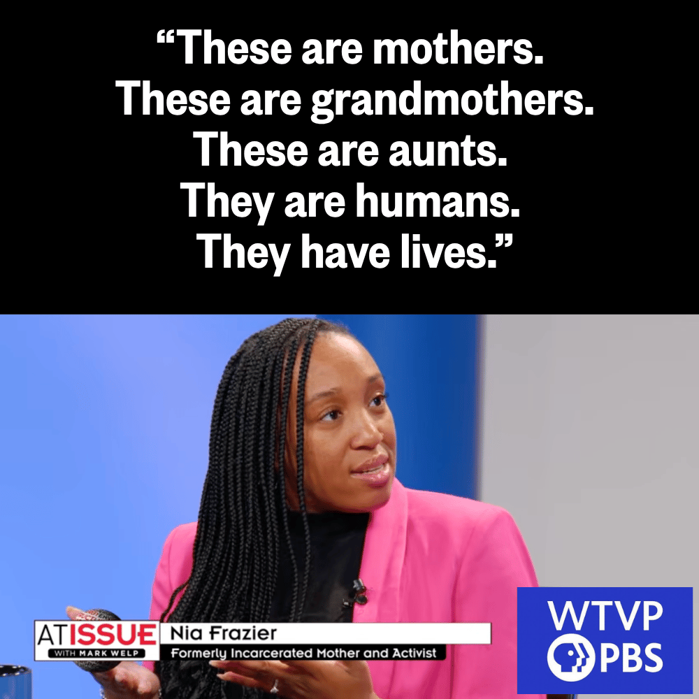 ILPrisonProject's tweet photo. Formerly incarcerated IPP Ambassador Nia Frazier discussed the impact of incarceration on mothers &amp; children on PBS "At Issue." Nia shared her experience of giving birth &amp; being separated from her child for a decade while incarcerated.
Watch the whole show https://t.co/ITOCR0Wsx4 https://t.co/aHdtv001zW