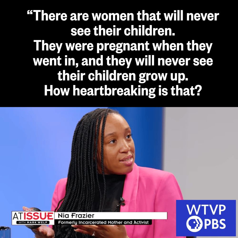 ILPrisonProject's tweet photo. Formerly incarcerated IPP Ambassador Nia Frazier discussed the impact of incarceration on mothers &amp; children on PBS "At Issue." Nia shared her experience of giving birth &amp; being separated from her child for a decade while incarcerated.
Watch the whole show https://t.co/ITOCR0Wsx4 https://t.co/aHdtv001zW