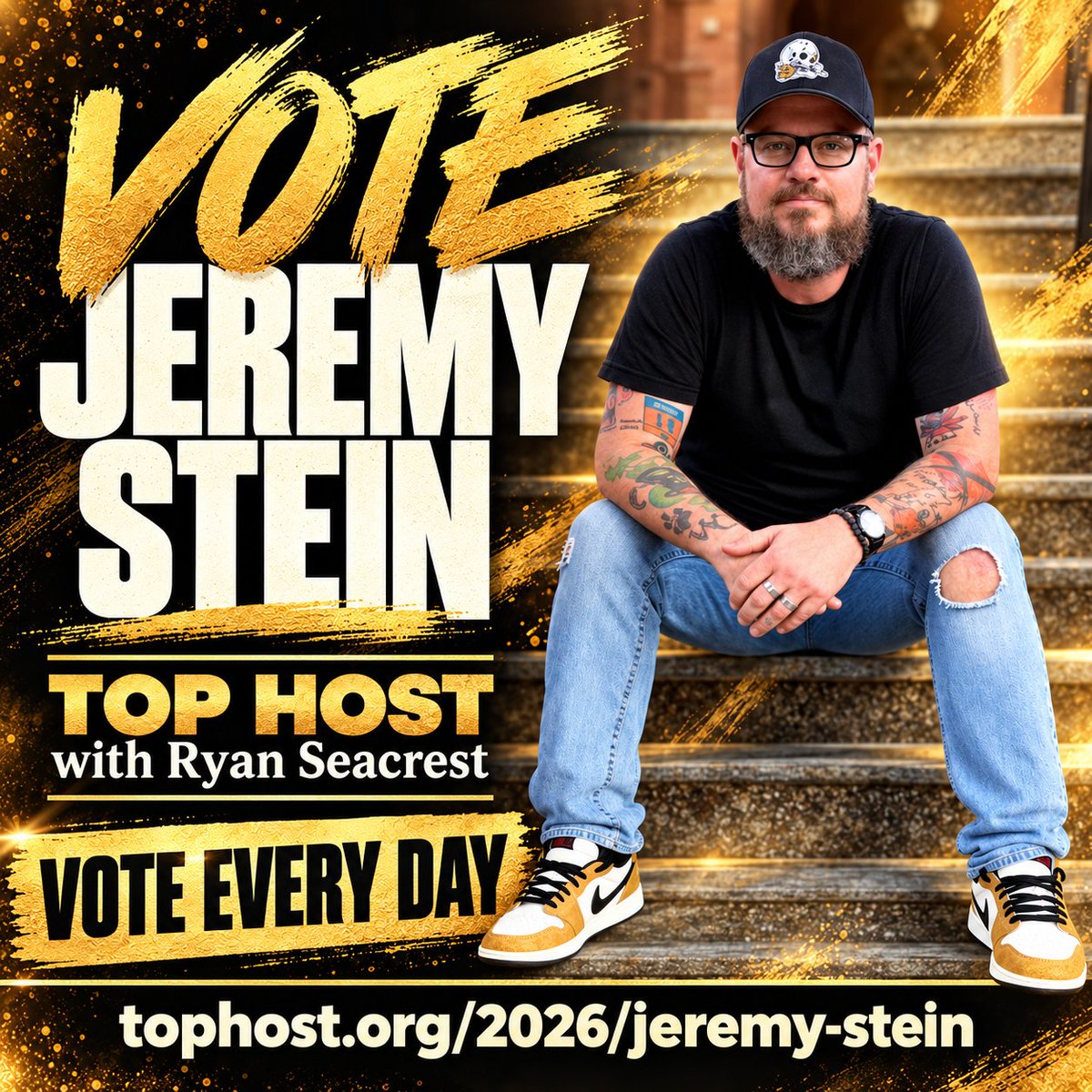 AlanSteinJr's tweet photo. My brother Jeremy is competing in Top Host with Ryan Seacrest, and I’d love your help cheering him on! 🎙️

As his brother, I can confirm he’s been training for a talking competition his entire life. 😂

Seriously, though, I’m proud of him for going after this. If you have a minute, please cast a vote and help him take the next step.

🗳️ You can vote EVERY DAY!
📅 The first round ends October 15th.
👉 https://t.co/3WrQayISTR

Bookmark the link, come back daily, and share this post. Thanks for supporting my bro!