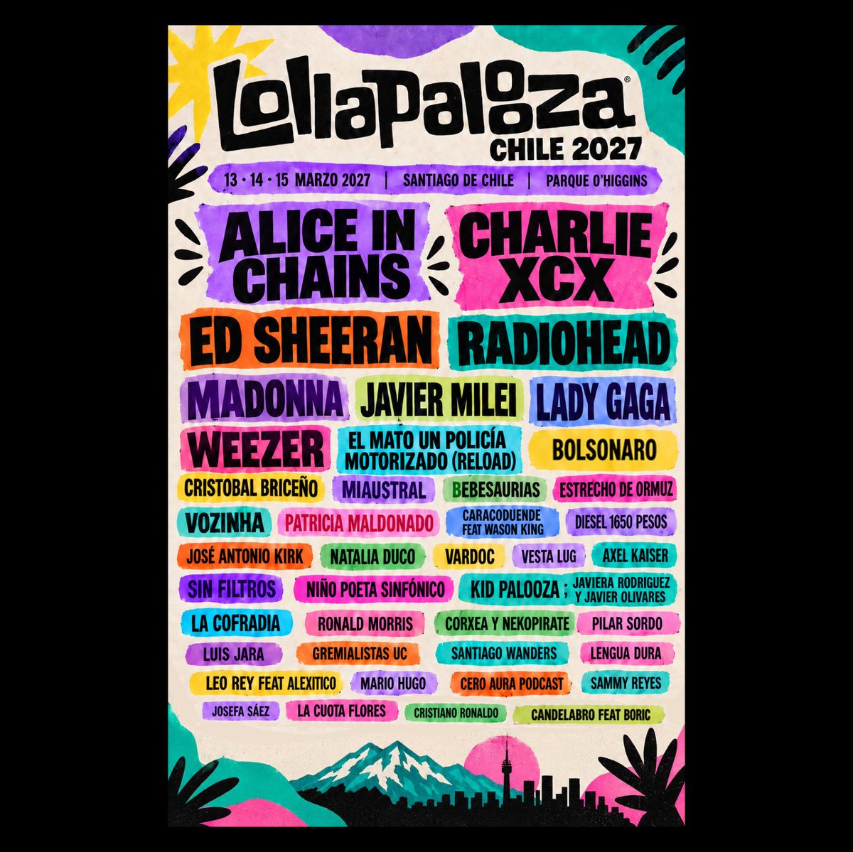marcoezzzra's tweet photo. Filtrado Lineup Lollapalooza Chile 2027 #Lollapalooza #Lollapalooza2027 #Lollapaloozachile https://t.co/dlobTmxLP6