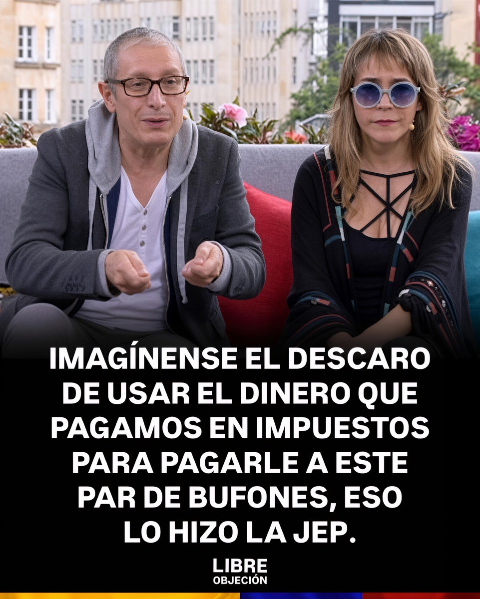 Mariano_OspinaP's tweet photo. Imagínense el descaro de usar el dinero que pagamos en impuestos para pagarle a este par de bufones, eso lo hizo la JEP. 
Y encima se quejan porque les van a reducir el presupuesto después de 8 años dando impunidad a los delincuentes. https://t.co/N26mJs9qQm