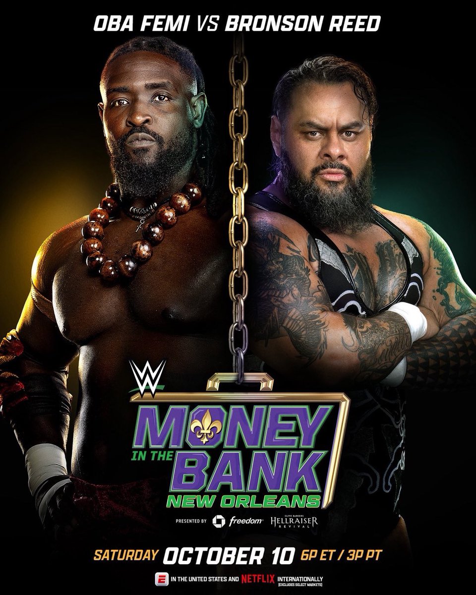 TalkPerfectPlex's tweet photo. I see @Obaofwwe defeating @BRONSONISHERE. Outside of a DQ, there is no other way. @MikeKnoxxx #TalkPerfectPlex #WWERaw #Smackdown #MITB https://t.co/zdfyGPC9YV