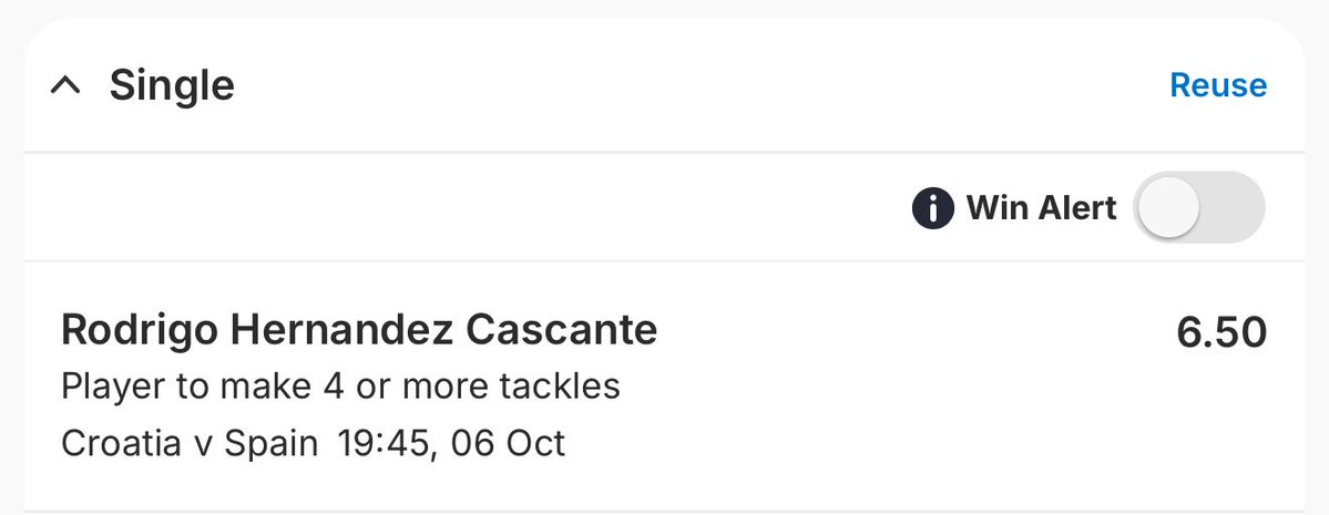 CDSpicks's tweet photo. Rodri tackles - Ladbrokes - 1U on 3+ tackles at 3.00 and 0.5U on 4+ tackles at 6.50

4+ tackles have landed in 6/8 of Rodri’s most recent games for Spain. 

A couple of low numbers mixed in there but happy to get on at this price

@StatsHubCom https://t.co/F7utUxs95Q