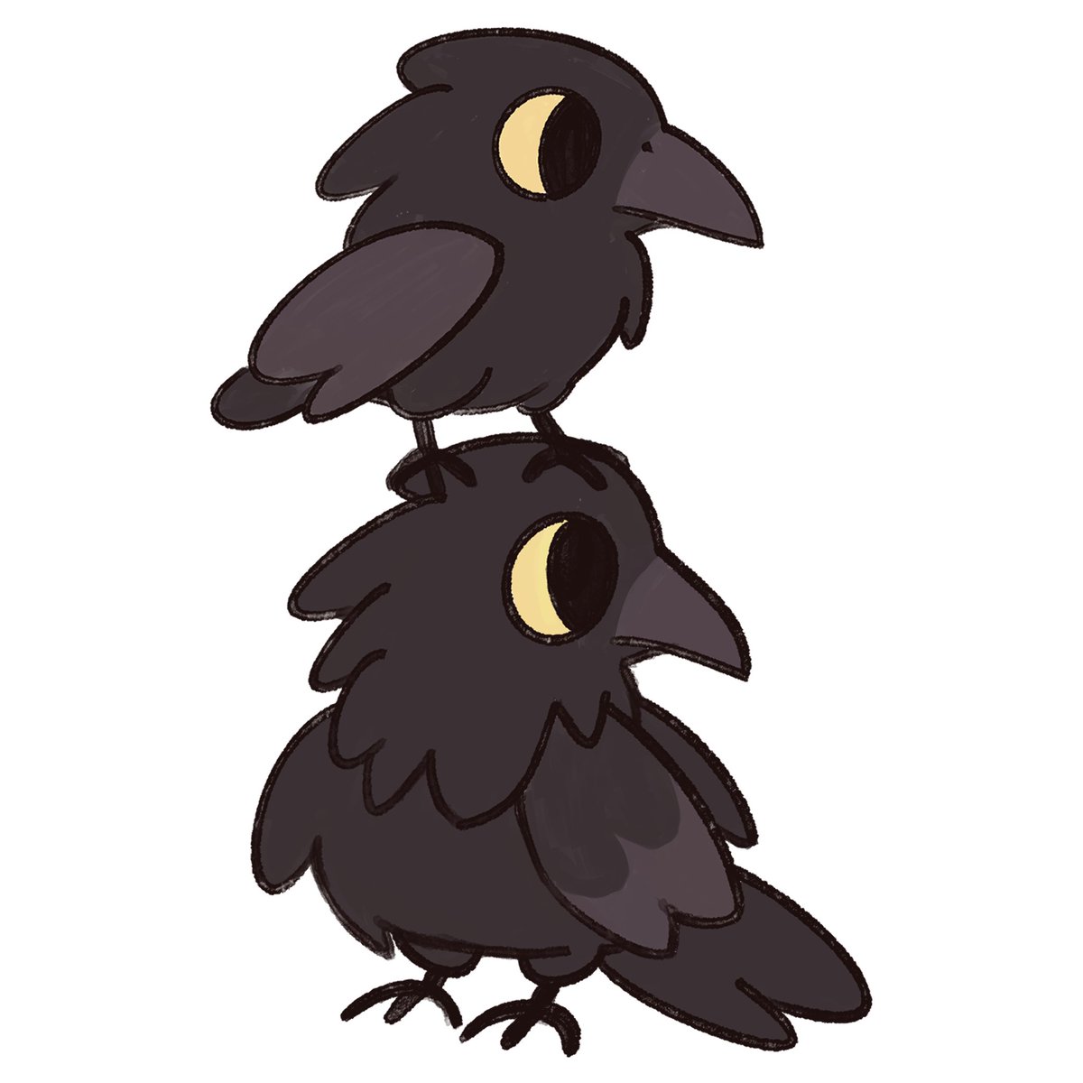 mothque's tweet photo. stack of crows ?? crow tower? leaning tower of crows? #art https://t.co/r07jevXbca