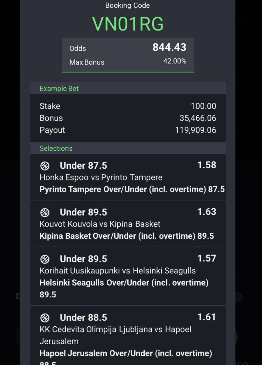 Bettips123's tweet photo. VN01RG

BASKETBALL 🏀 Individual under for weaker teams ✅

Stake wisely ✍🏼
#sportybet #basketball #boom #code https://t.co/9OEoEujFgP