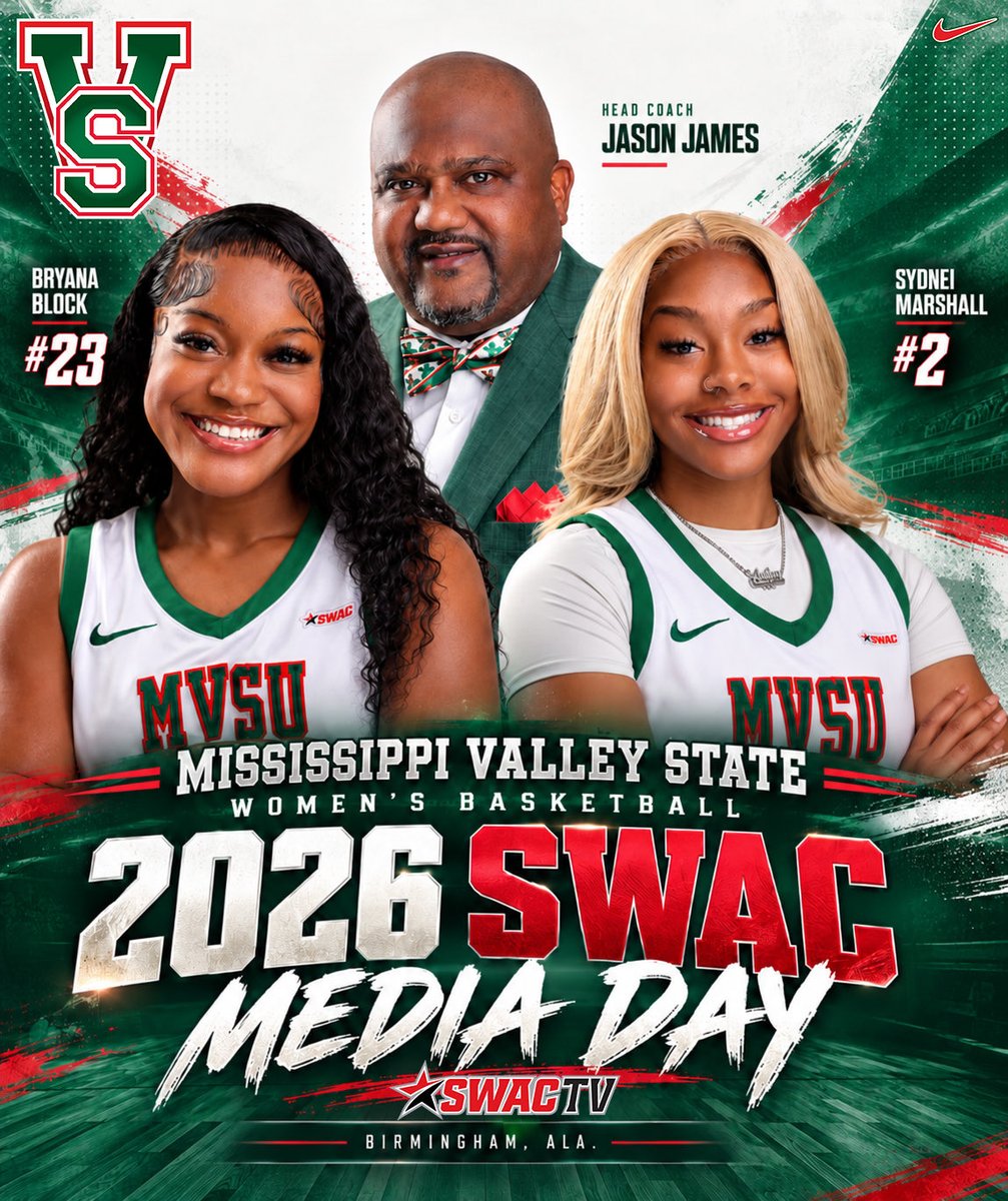 MVSUAthletics's tweet photo. 🎥✨MEDIA DAY, THE VALLEY WAY!

The Delta Devils are headed to Birmingham for 2026 SWAC Women’s Basketball Media Day! 💚

📍 Birmingham, Alabama
📅 October 6, 2026

The season starts NOW. Let’s represent THE VALLEY! 🔥

#TheValley #DeltaDevils #MVSUWBB #SWACWBB #SWACMediaDay https://t.co/nK2nApkjEH
