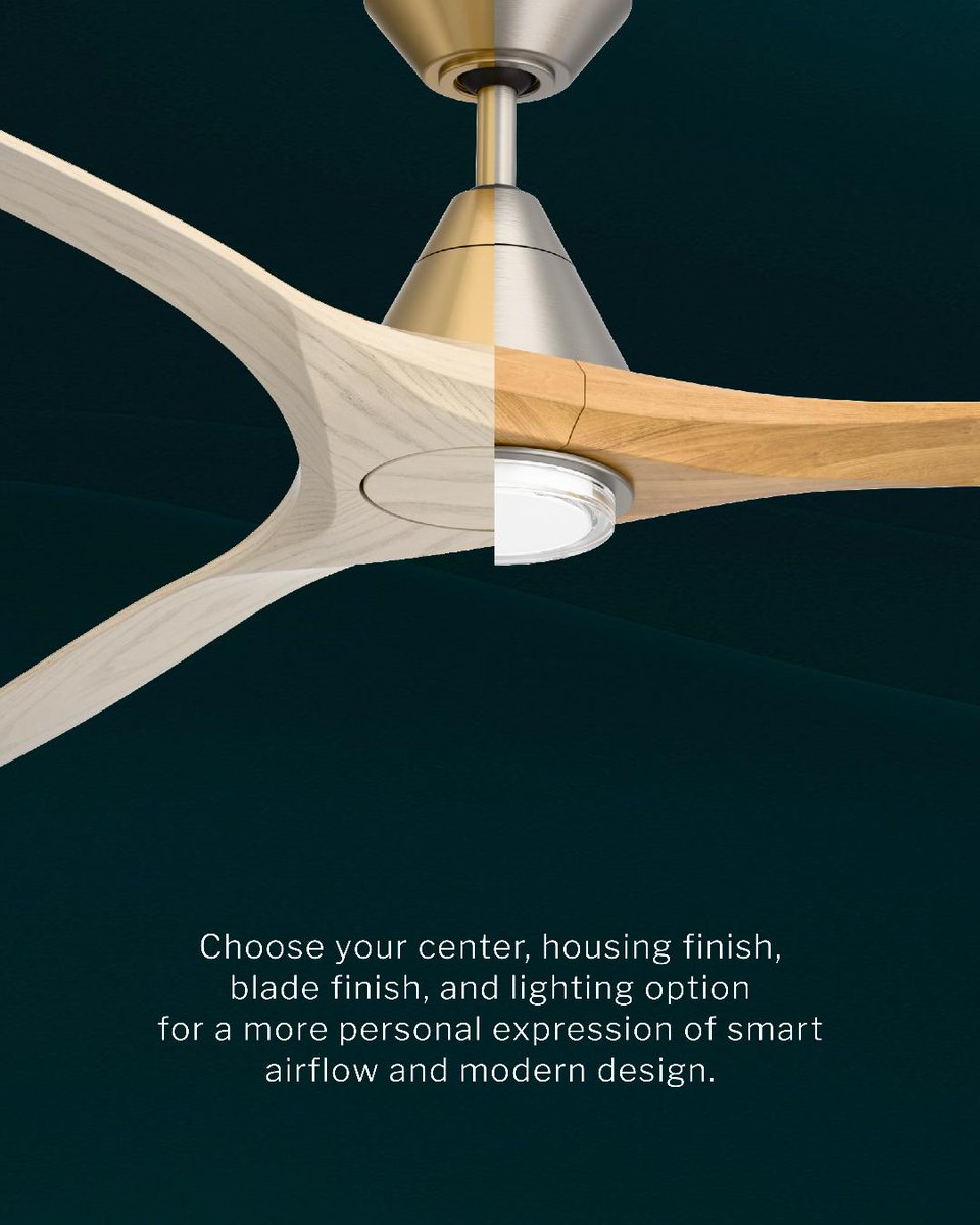 WAClighting's tweet photo. More than a fan. A design statement. 

#ModernForms Carve is a smart fan that transforms airflow into a personalized expression of modern designs, with new finishes for 2026 and customizable blades, housings, center caps, and lighting. Shape the fan around the space. #smartfans https://t.co/9uR9CrfaEt