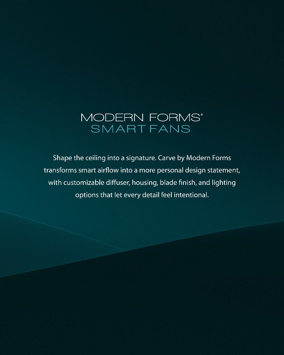 WAClighting's tweet photo. More than a fan. A design statement. 

#ModernForms Carve is a smart fan that transforms airflow into a personalized expression of modern designs, with new finishes for 2026 and customizable blades, housings, center caps, and lighting. Shape the fan around the space. #smartfans https://t.co/9uR9CrfaEt