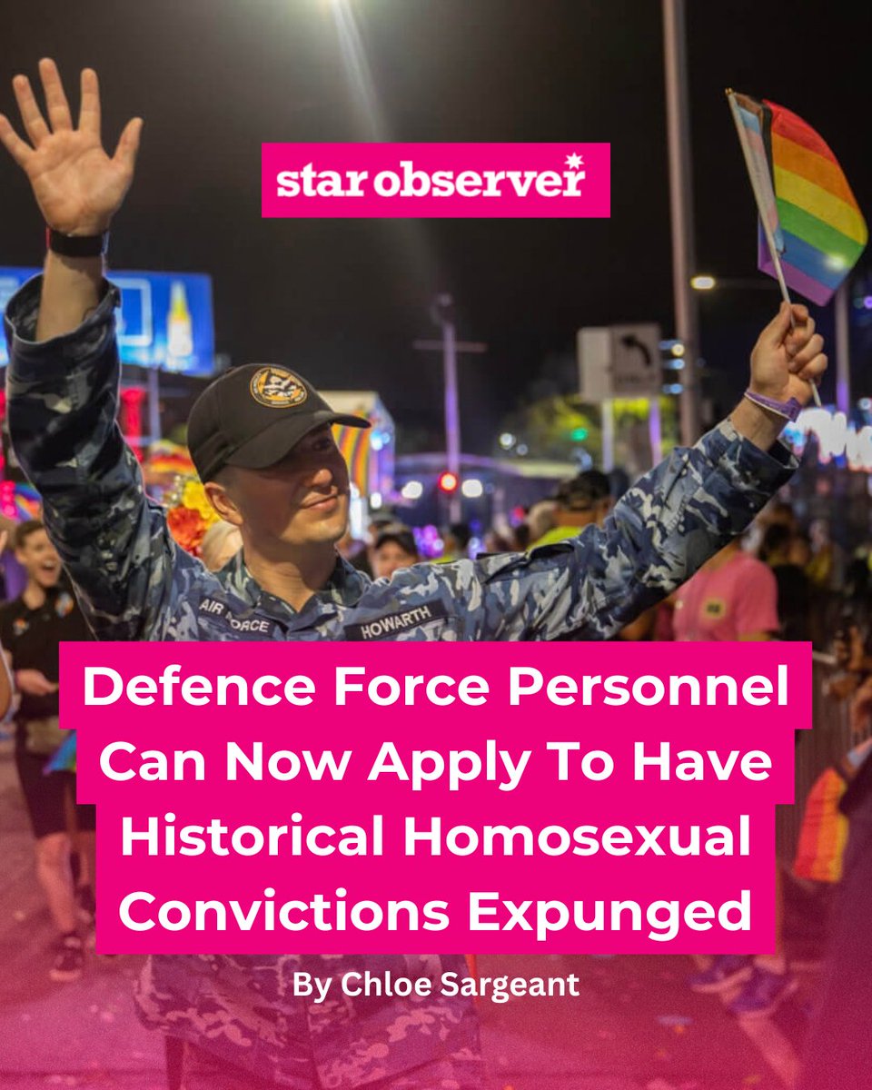 star_observer's tweet photo. LGBTQIA+ veterans &amp; currently serving Australian Defence Force personnel can now apply to have historical homosexuality convictions extinguished from their service records. 

Read more: https://t.co/JImBLcQL5f https://t.co/C93pVNDnB5