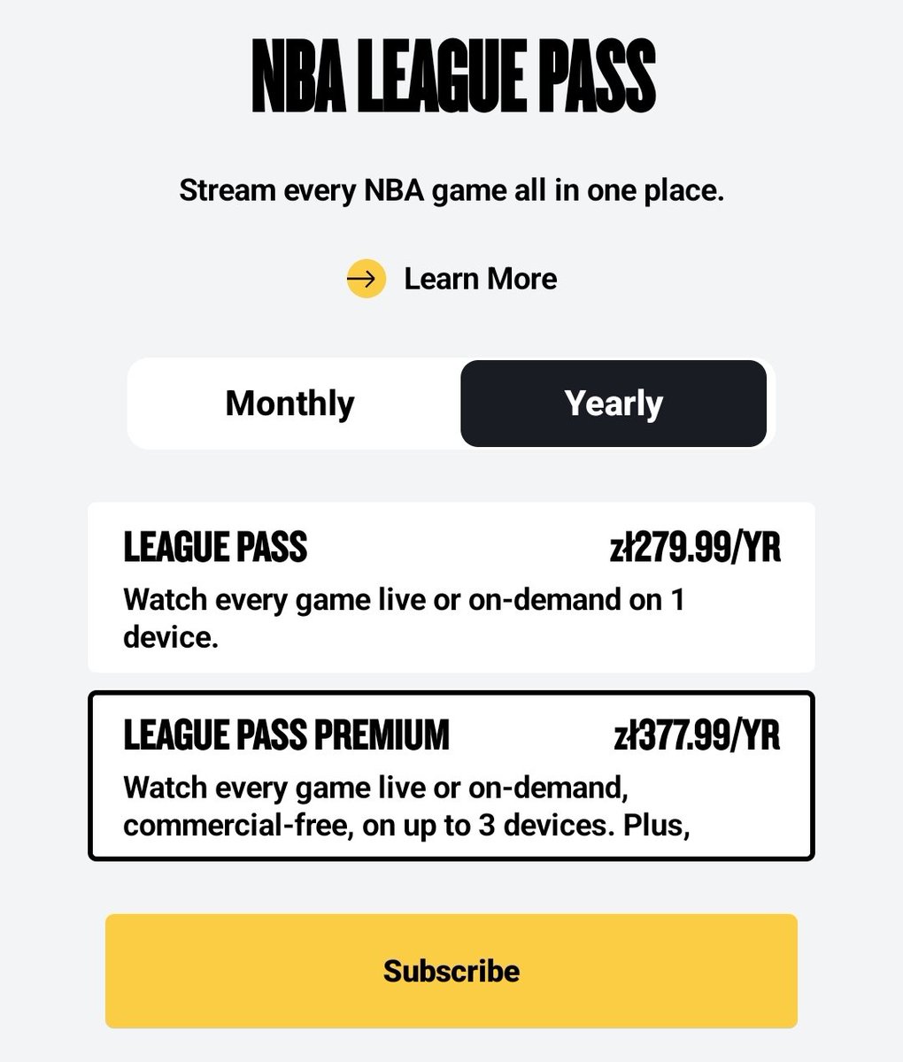 CyberJakub's tweet photo. @Pacuda @PaczMat W apce NBA pojawiła się u mnie pełna oferta League Pass Premium za 377,99 zł/rok. Czy jest to już zapowiadana promocja, czy będzie coś więcej? 😎🏀 https://t.co/FJfFIDS1mp
