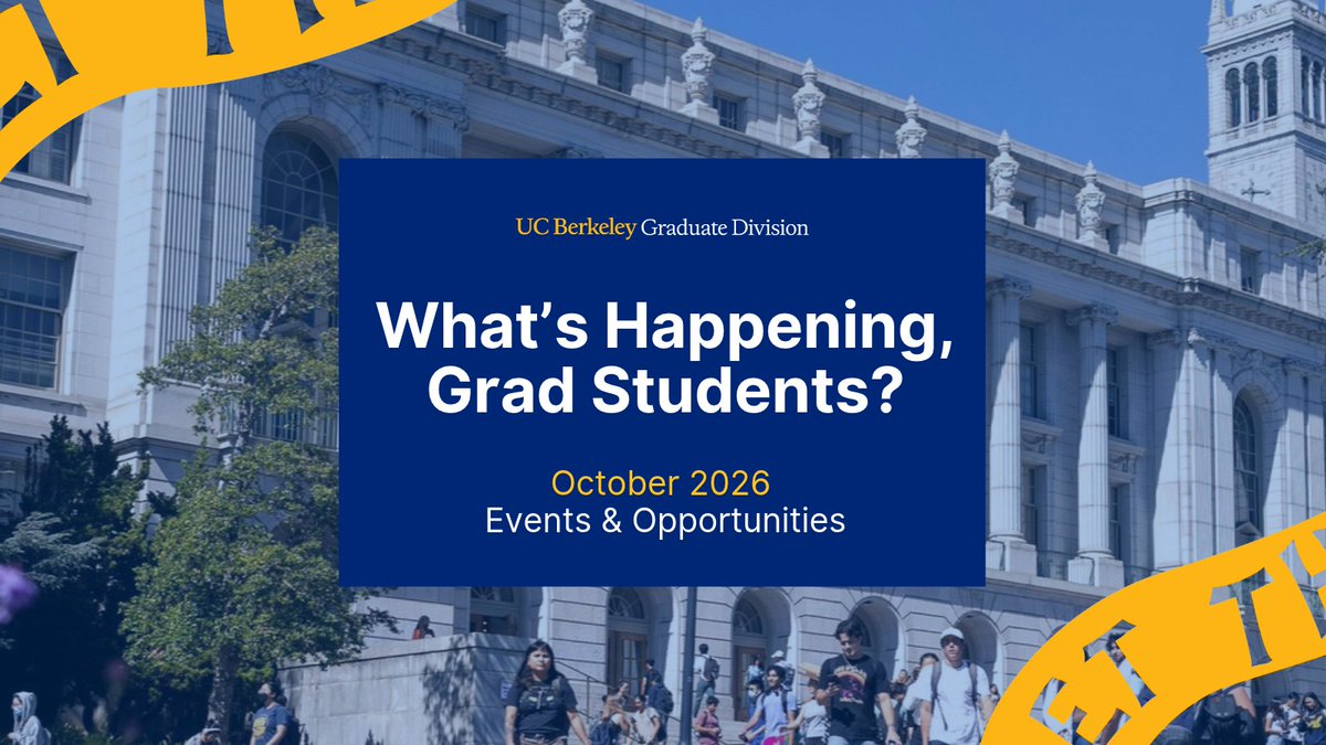 GradDivision's tweet photo. You told us you want to see more campus events, so we’re making it happen! Welcome to 'What’s Happening, Grad Students?', a monthly roundup of workshops, community gatherings & more. Save this post + see a list of things happening in October. https://t.co/rNzOpZZADc #GradLifeAtBerkeley #BerkeleyGraduateStudents