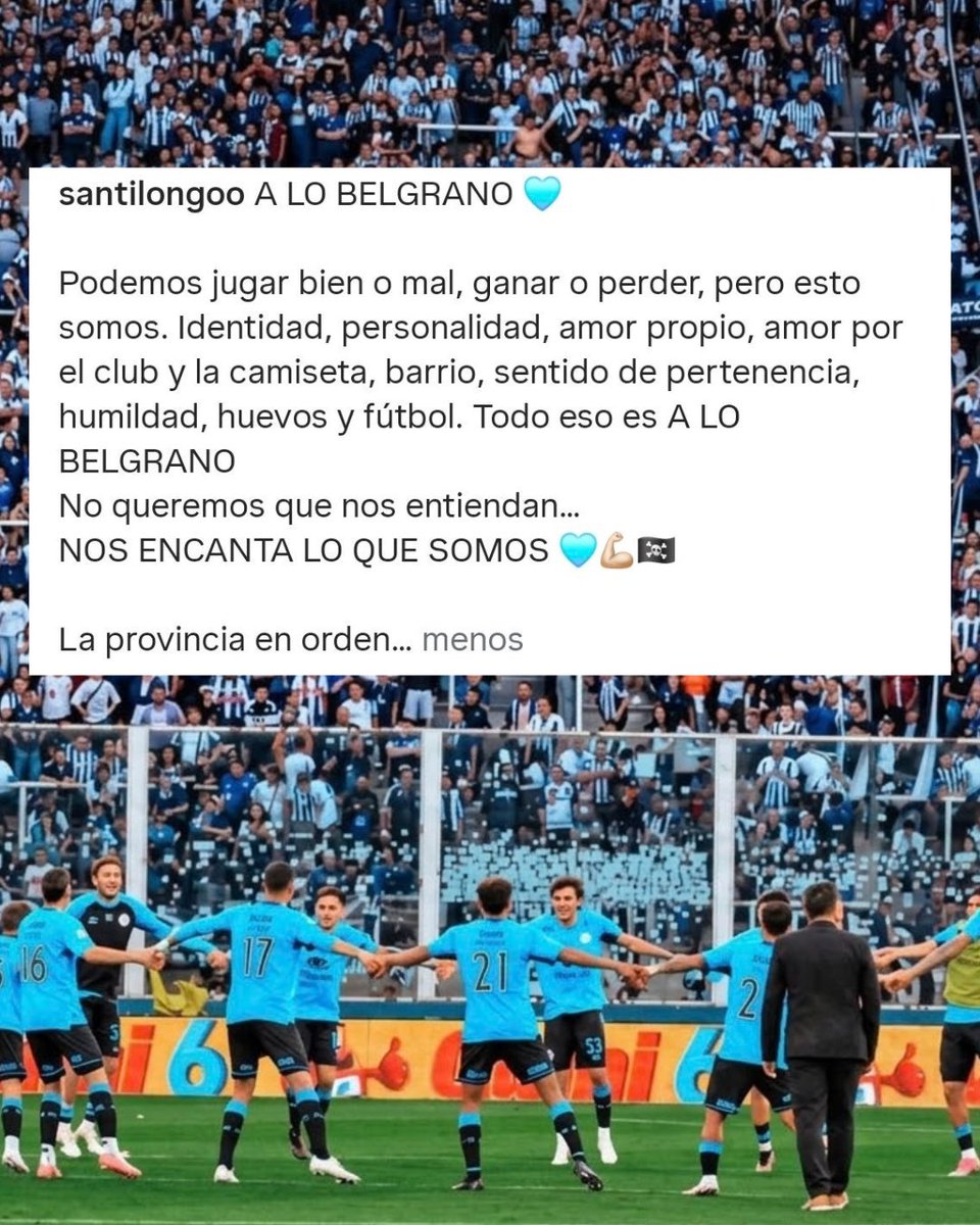Facu_Priante's tweet photo. #Belgrano | "A LO BELGRANO 🩵", expresó Santiago Longo en su posteo de Instagram, junto a las fotos del clásico ganado.

"La provincia está en orden...", finalizó el volante central surgido de Villa Esquiú. https://t.co/N9hcgSZDq0