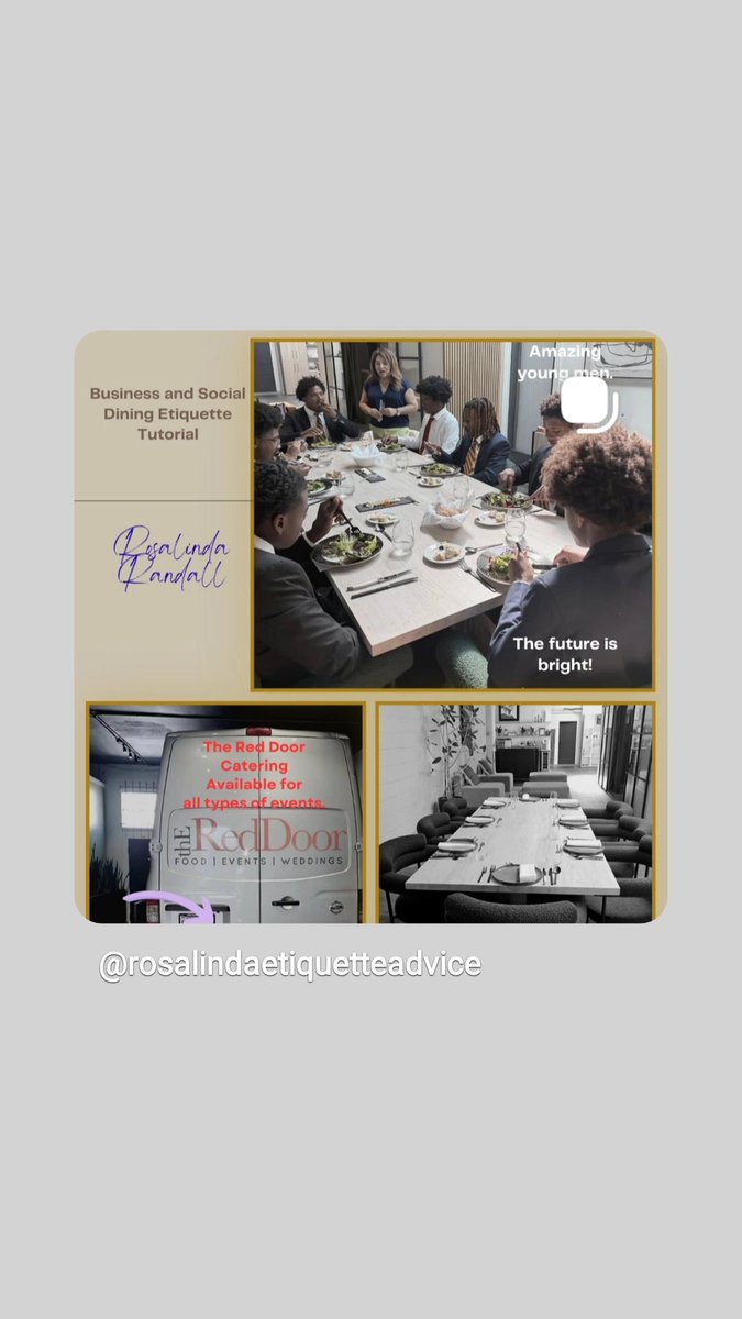rosalindatweets's tweet photo. Business and Social Dining Etiquette Tutorial
#nextgenleaders
#professionaldevelopmenttraining #etiquetteexpert
#confidencebuilding https://t.co/sO6xHnODPR