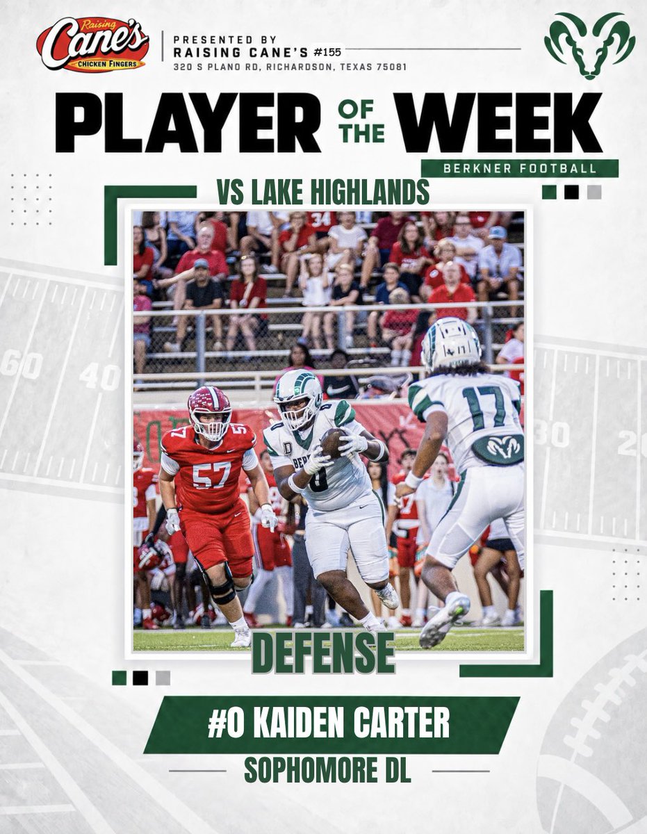 BERKNERFOOTBALL's tweet photo. Congratulations to our Raising Cane’s Players of the Week for Week 5!

#ProtectTheBrand | #HERD | #IOU | #BAM https://t.co/AI4IYv0XDk