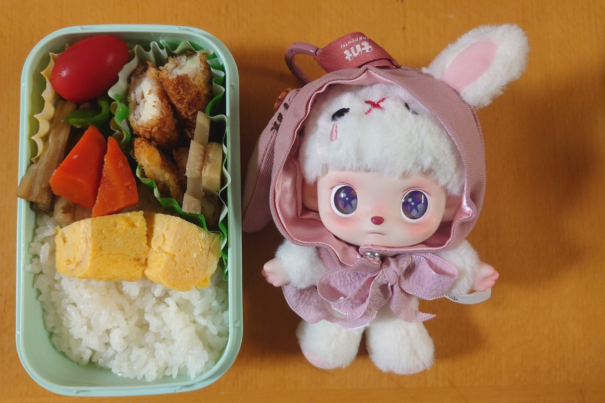 hibigen's tweet photo. おはようございます。お弁当ひとつの火曜日。隣にいるのは最近お迎えしたAnmooちゃんです。今日も一日外来。乗りきっていきましょう。 https://t.co/IrFsVASTkF